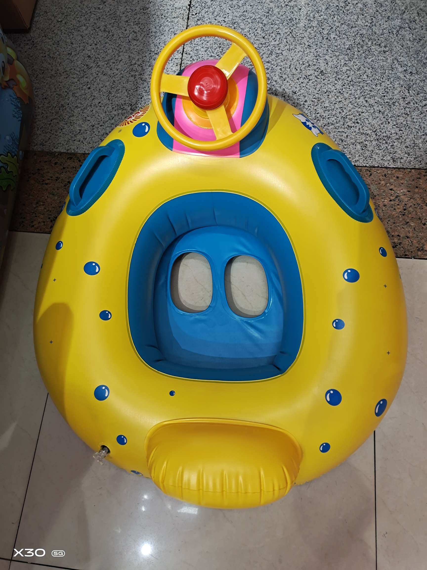 Summer time factory direct sales yellow tent big horn boat youth inflatable life jacket swimming ring 1 undefined