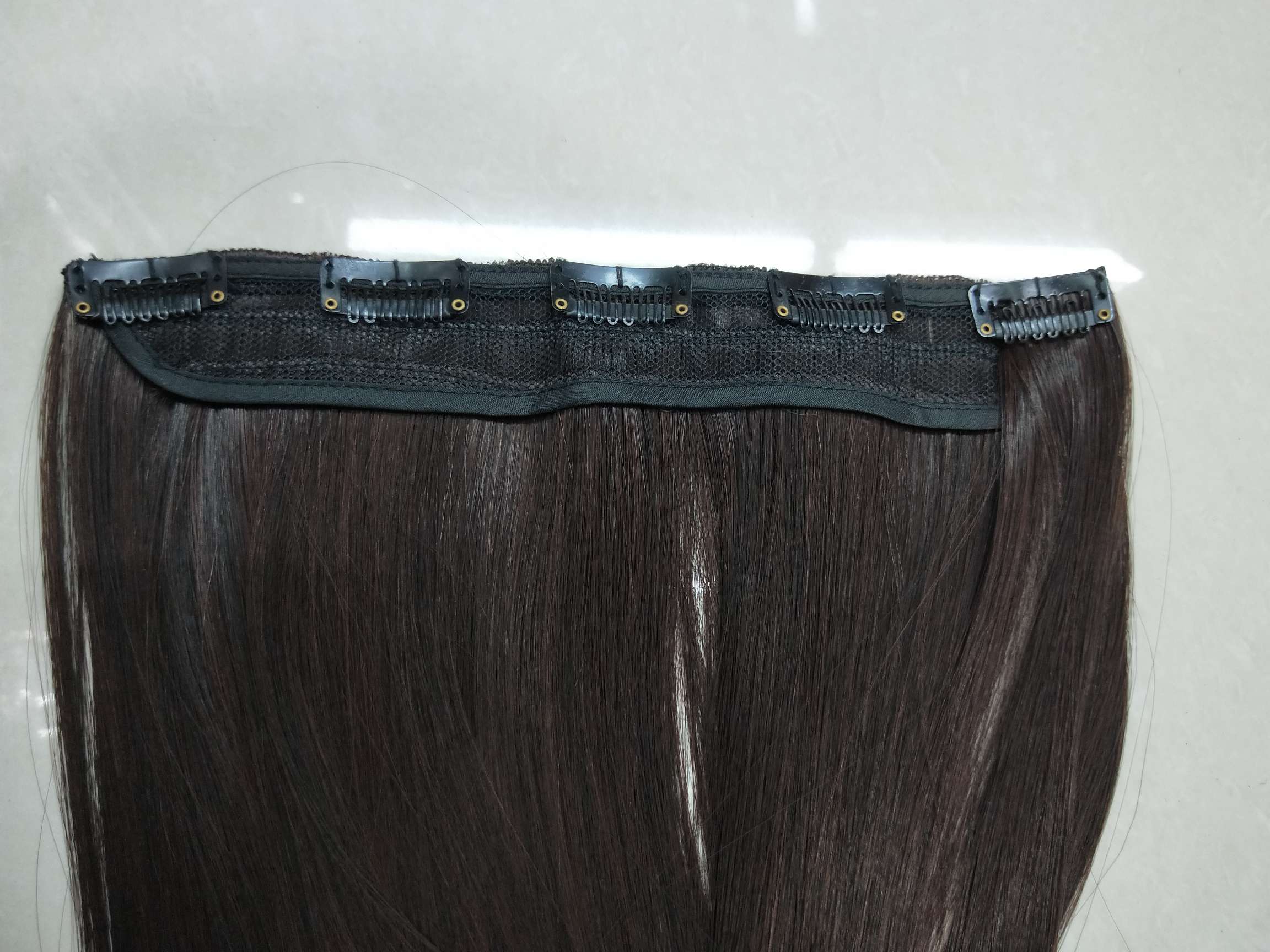 Peluca de seda de alta temperatura 5 clips extensiones de cabello cabello recto popular invisible sin marcas natural una pieza extensiones de cabello Specification image