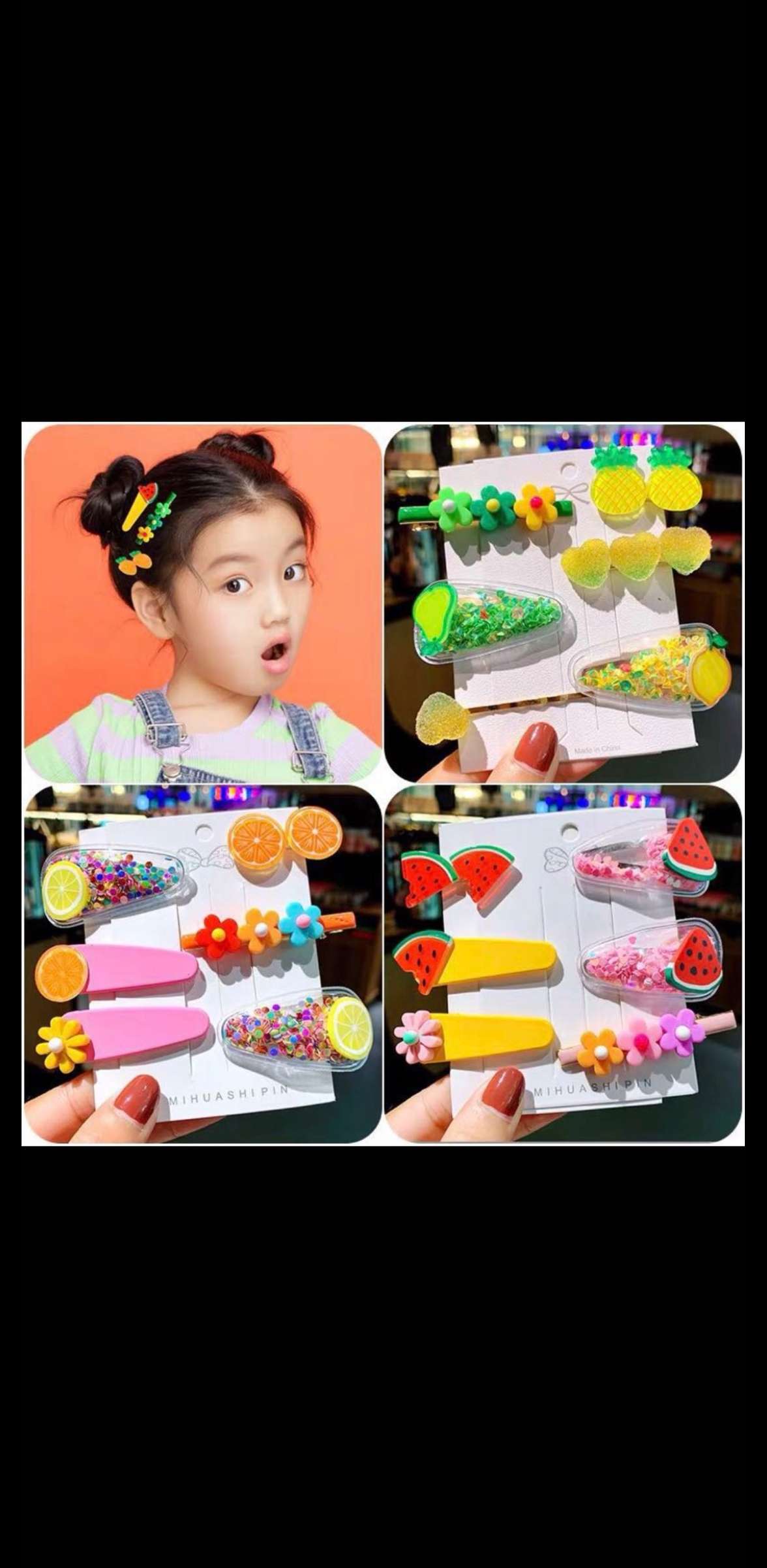Handmade soft pottery children's hair accessories Headpiece fruit rainbow lollipop girl hairpin Baby hairpin Girl bangs clip thumbnail