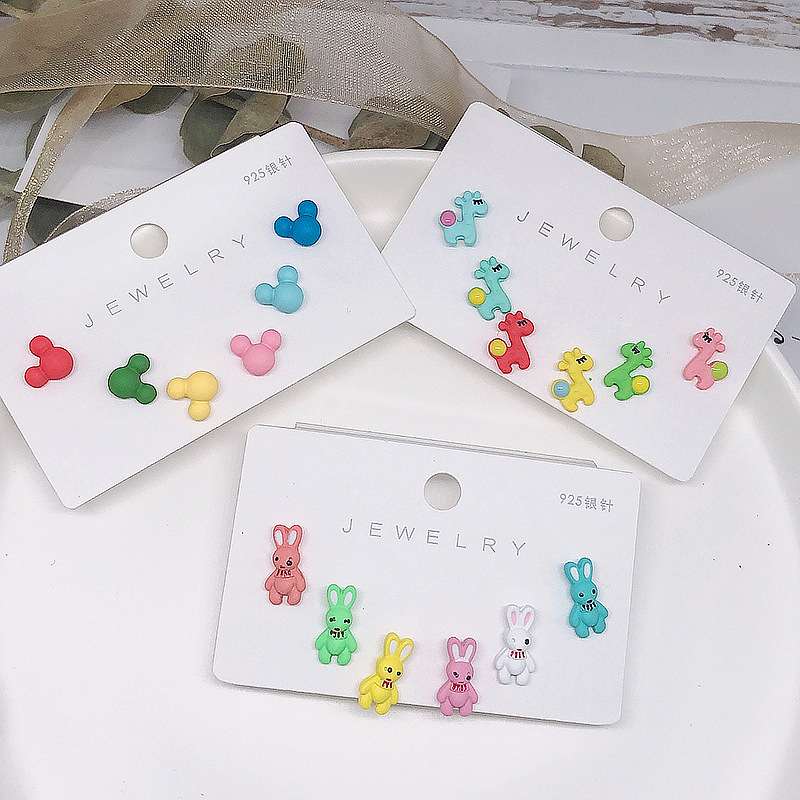 925银针耳钉，保色耳钉，兔子耳钉