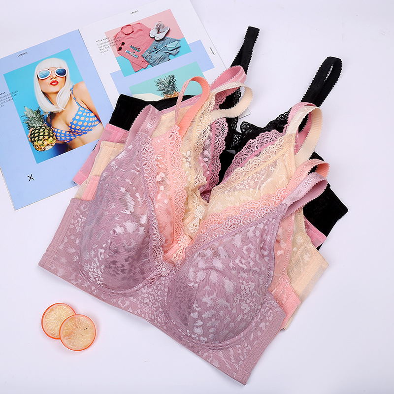 Summer New Non-Magnetic Soft Underwire Comfortable Breathable Bra Lace Lace Women's Underwear Push-Up Adjustment Bra