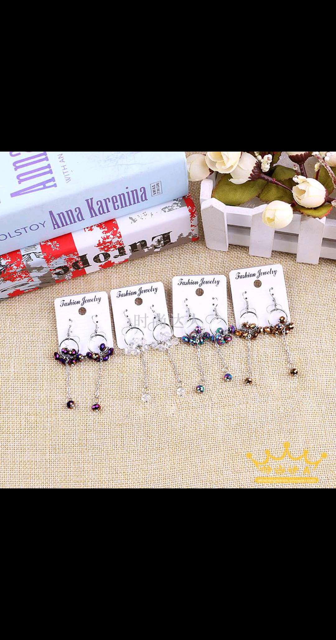 Earrings, elegant long pendant, women's ear crystal jewelry, fashionable and individual stud earrings details Picture