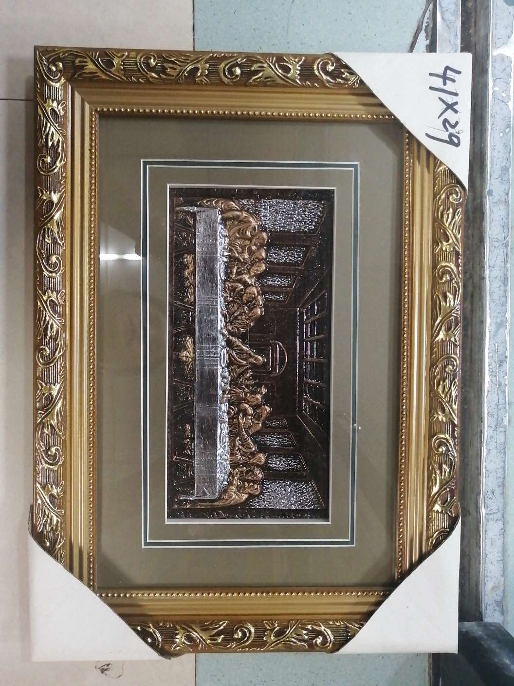 Factory direct card paper painting small religious decoration painting archaize bronze religious painting frame size 41cmx29cm thumbnail