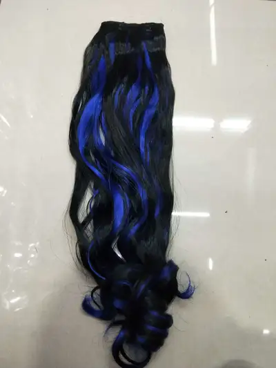 High Temperature Silk Wig 5 Clip Hair Extensions Blue Piece Mixed Toned Hair Piece Invisible Traceless Natural One-Piece Hair Extensions