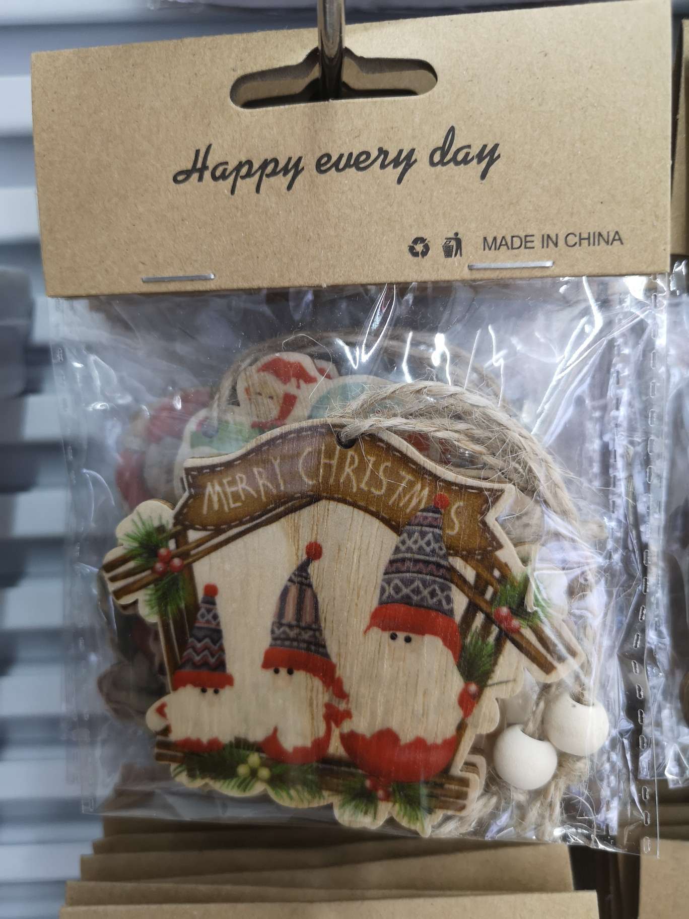 圣诞装饰用品木质挂件圣诞老人集合图案