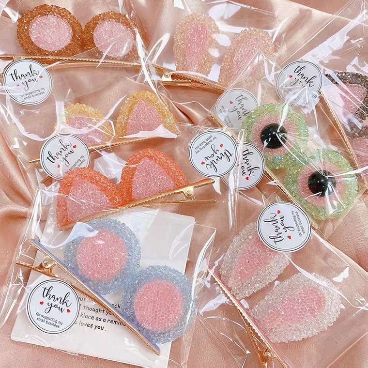 水晶糖果韩版网红少女卡通立体耳朵满钻发夹刘海夹顶夹发卡