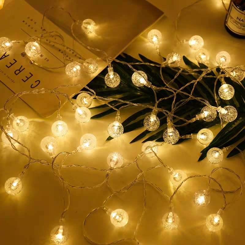 Battery box, electric bubble ball string lights, round small ball light strips, landscape courtyard colorful light string decoration, outdoor full of stars details Picture