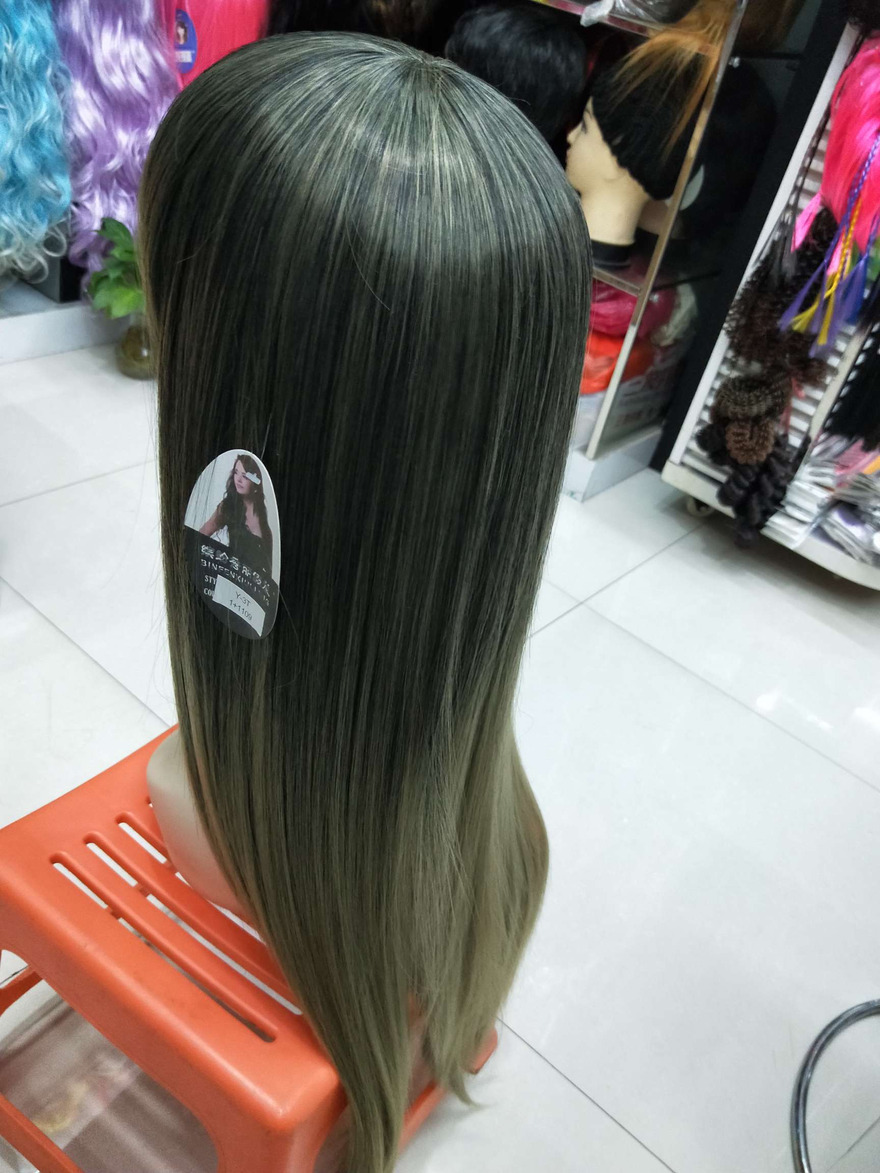 High Temperature Silk Wig Straight Hair Gradual Change Full Head Wig Cap Classic Invisible Traceless Natural One-Piece Hair Extensions Specification drawing
