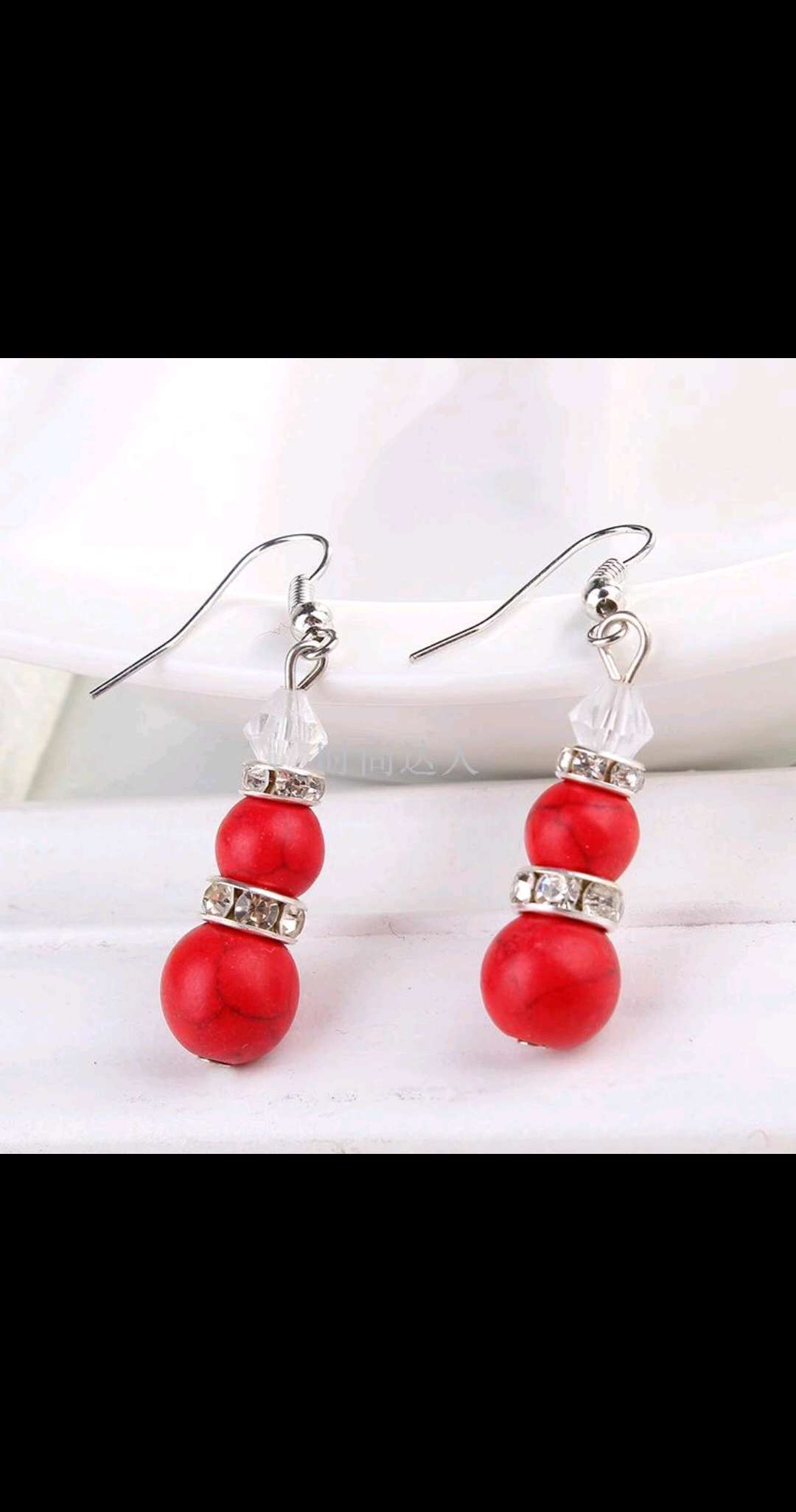 Wholesale natural turquoine original earrings Natural crystal red agate earrings retro/national style