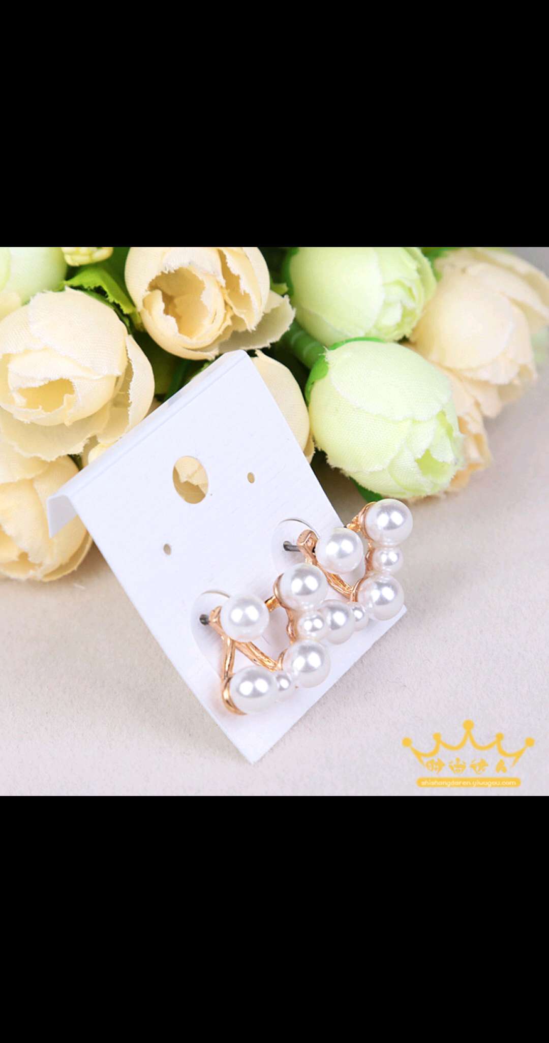 Korean-style pearl earrings for women with ear studs, fashionable and individual ear loops, ear hangers and earrings details Picture