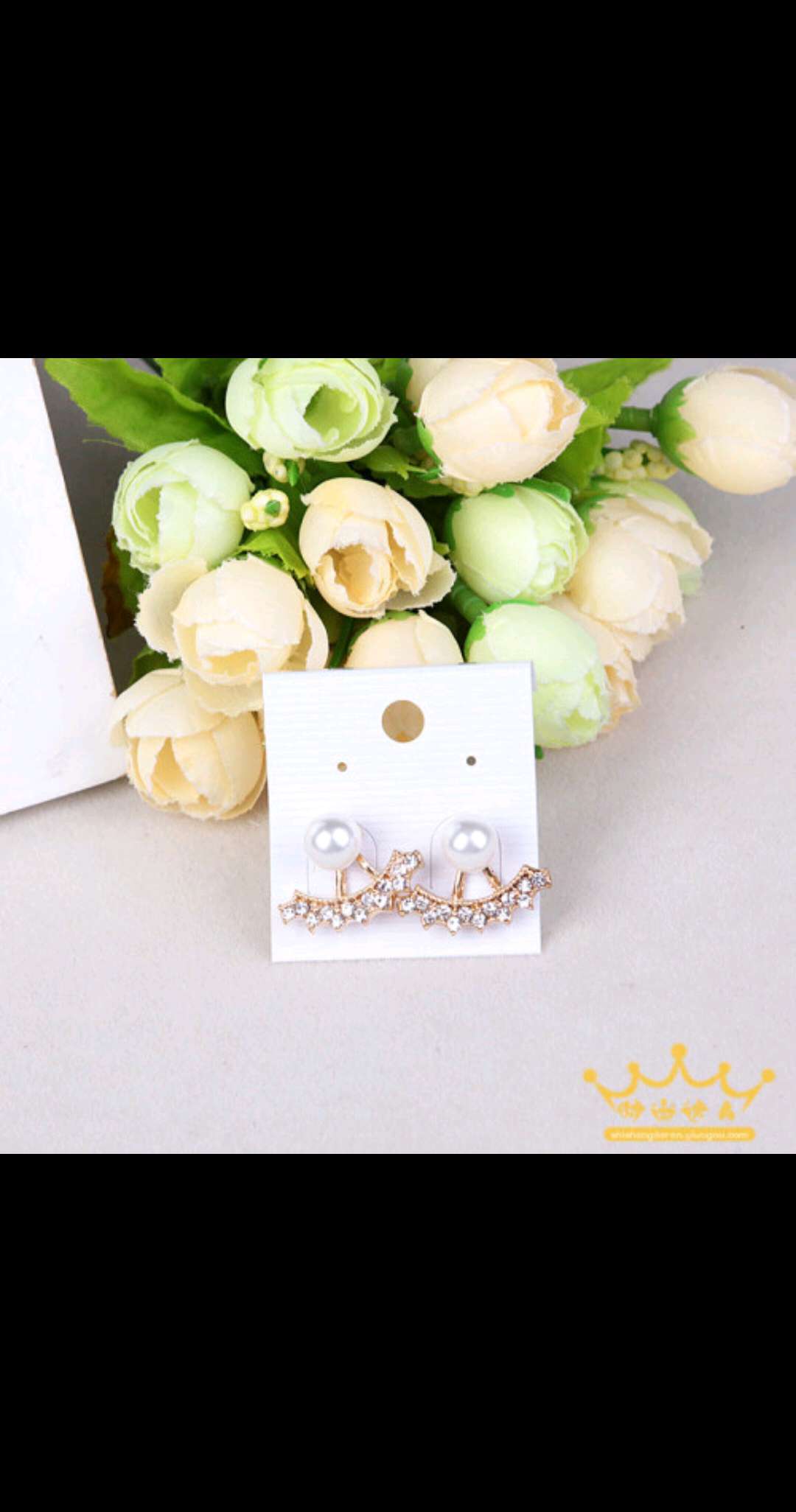 Korean version pearl and diamond earrings, earrings, earrings, and a row of pearl stud earrings