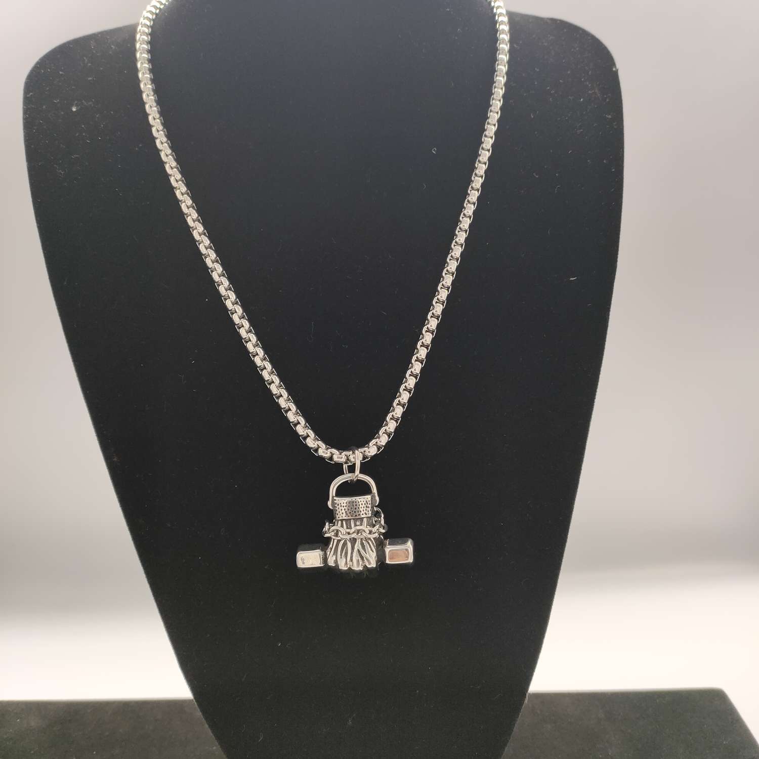 Square Pearl With Stainless Steel Pendant Necklace