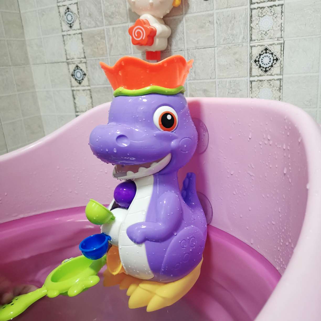 Dinosaur water wheel baby bath toy thumbnail