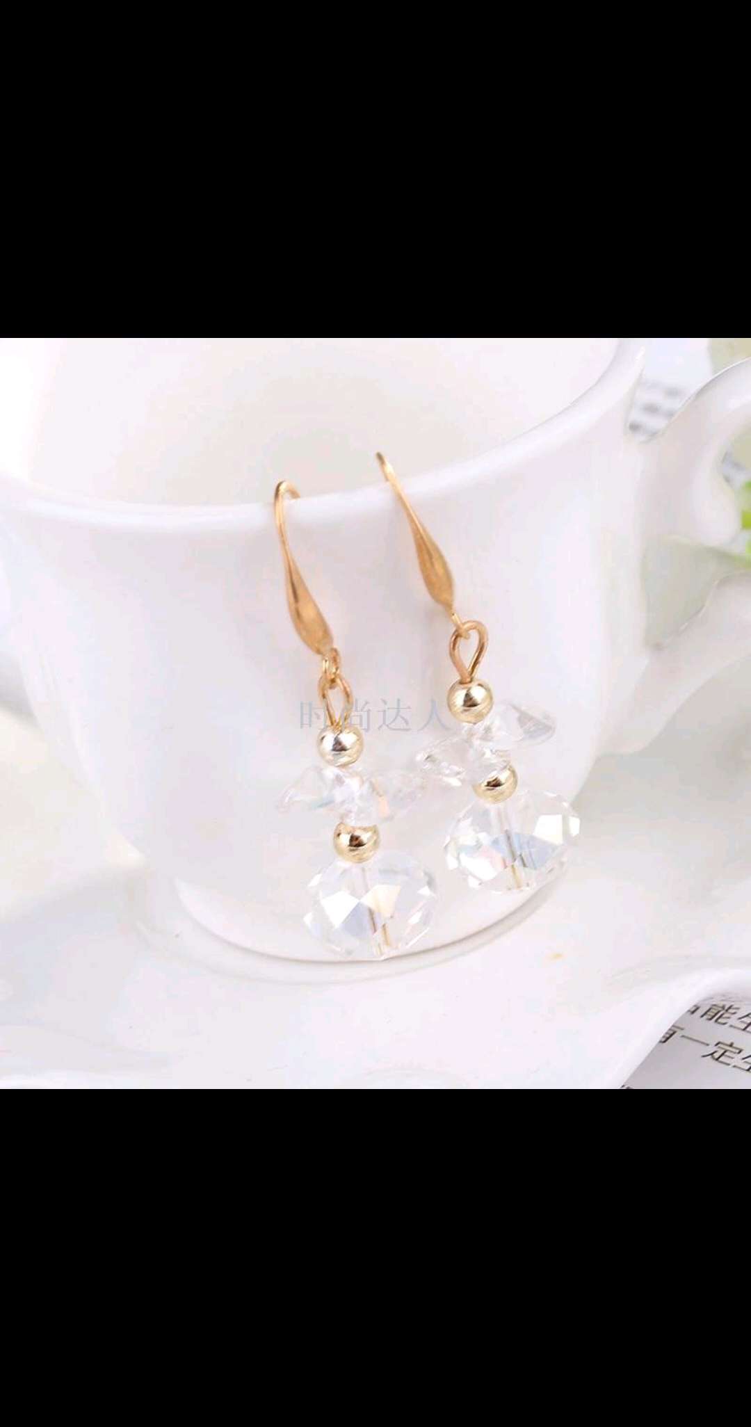 New earrings, geometric round beads, black balls, black agate, simple style earrings, women's stud earrings wholesale details Picture