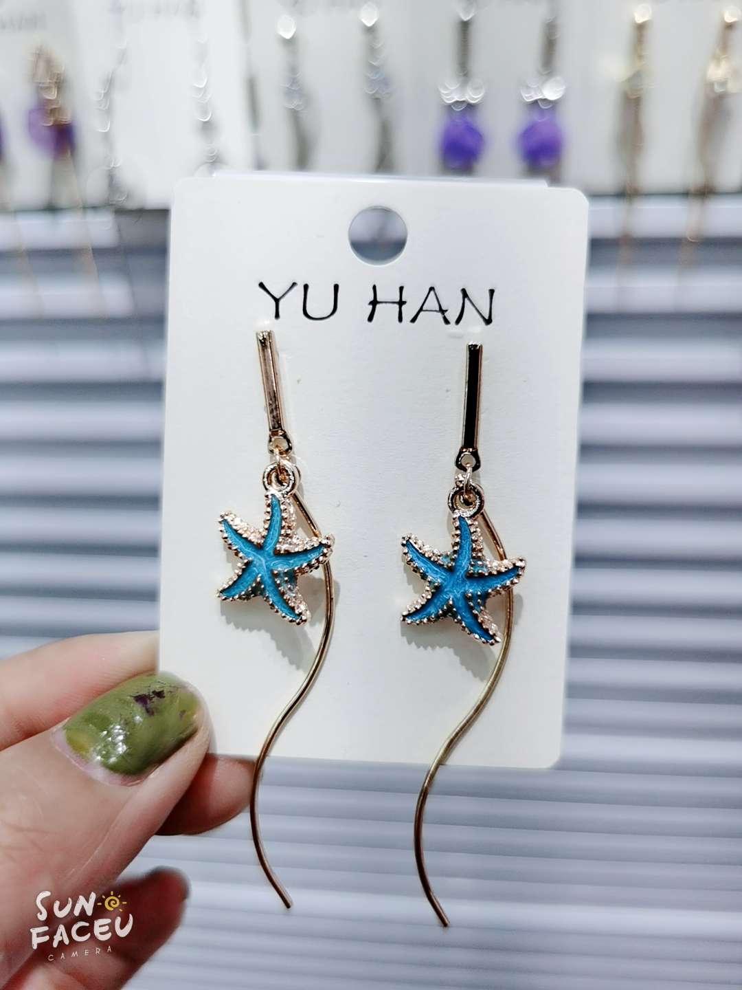 Starfish blue earrings 2020 new Korean web celebrity female earrings sen personalized student earrings thumbnail