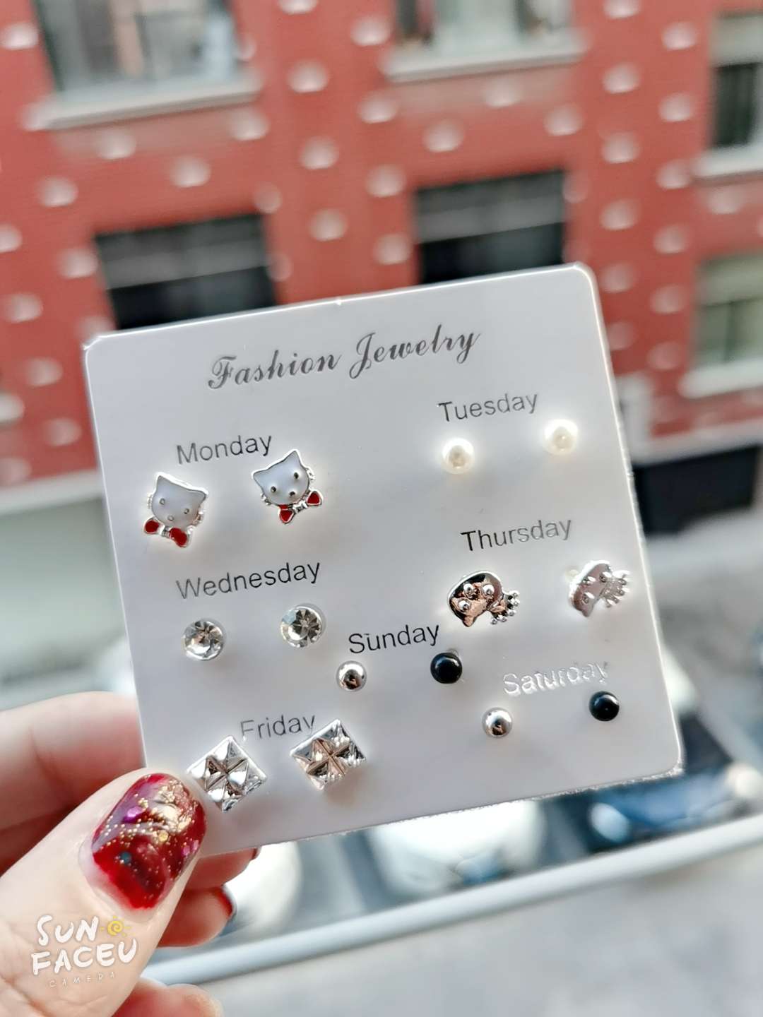 One week earrings set Female simple personality versatile love earrings set earrings week 7 pairs of mixed earrings thumbnail
