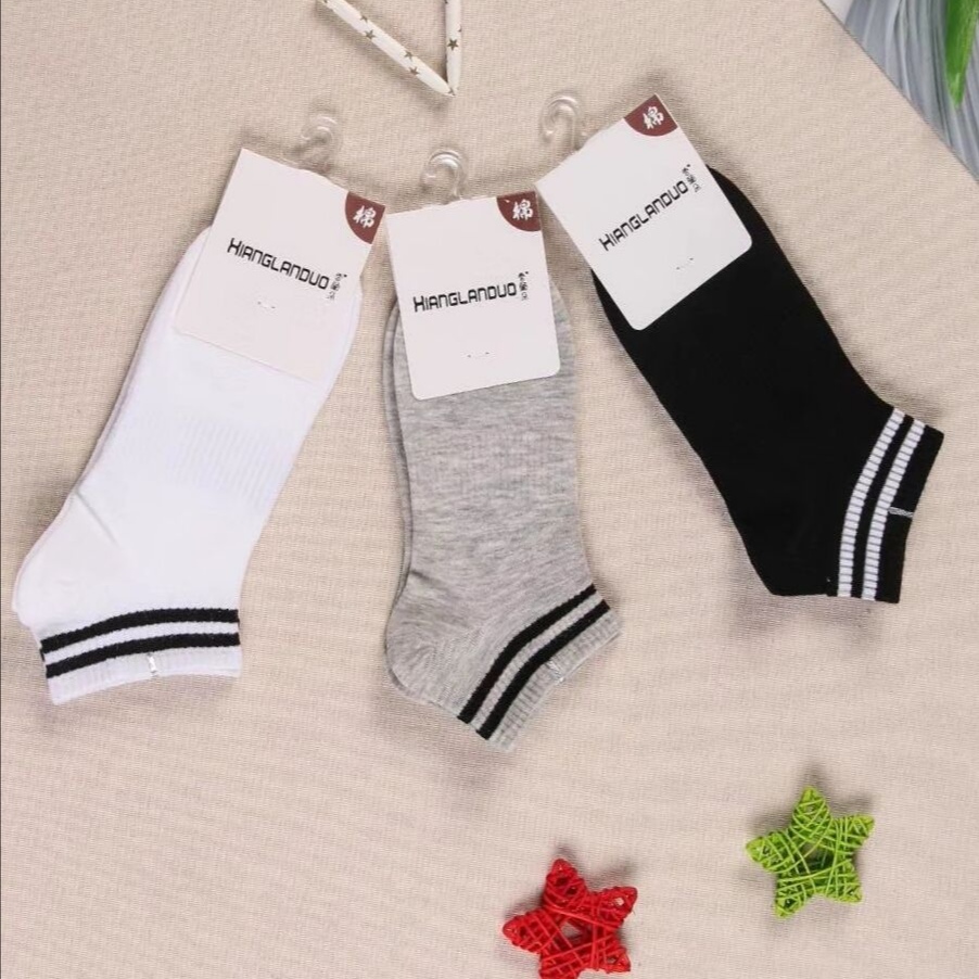 Socks wholesale classic two bar women's sports socks cotton women's boat socks