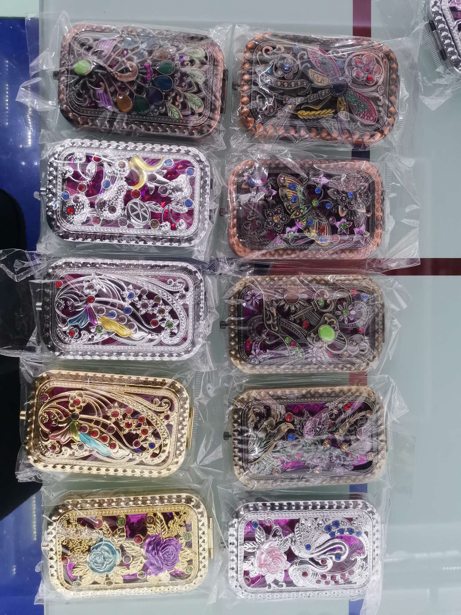 大长方双面折叠镂空便携化妆镜小镜子