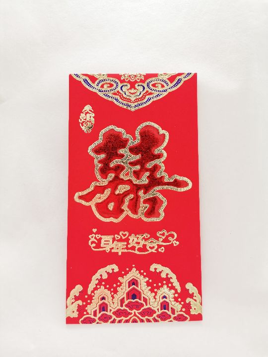 Red envelopes with the character "Fu" for good luck and prosperity. Please stick the "Happy New Year" and "All the best" on the three-color red envelopes Application Scenario