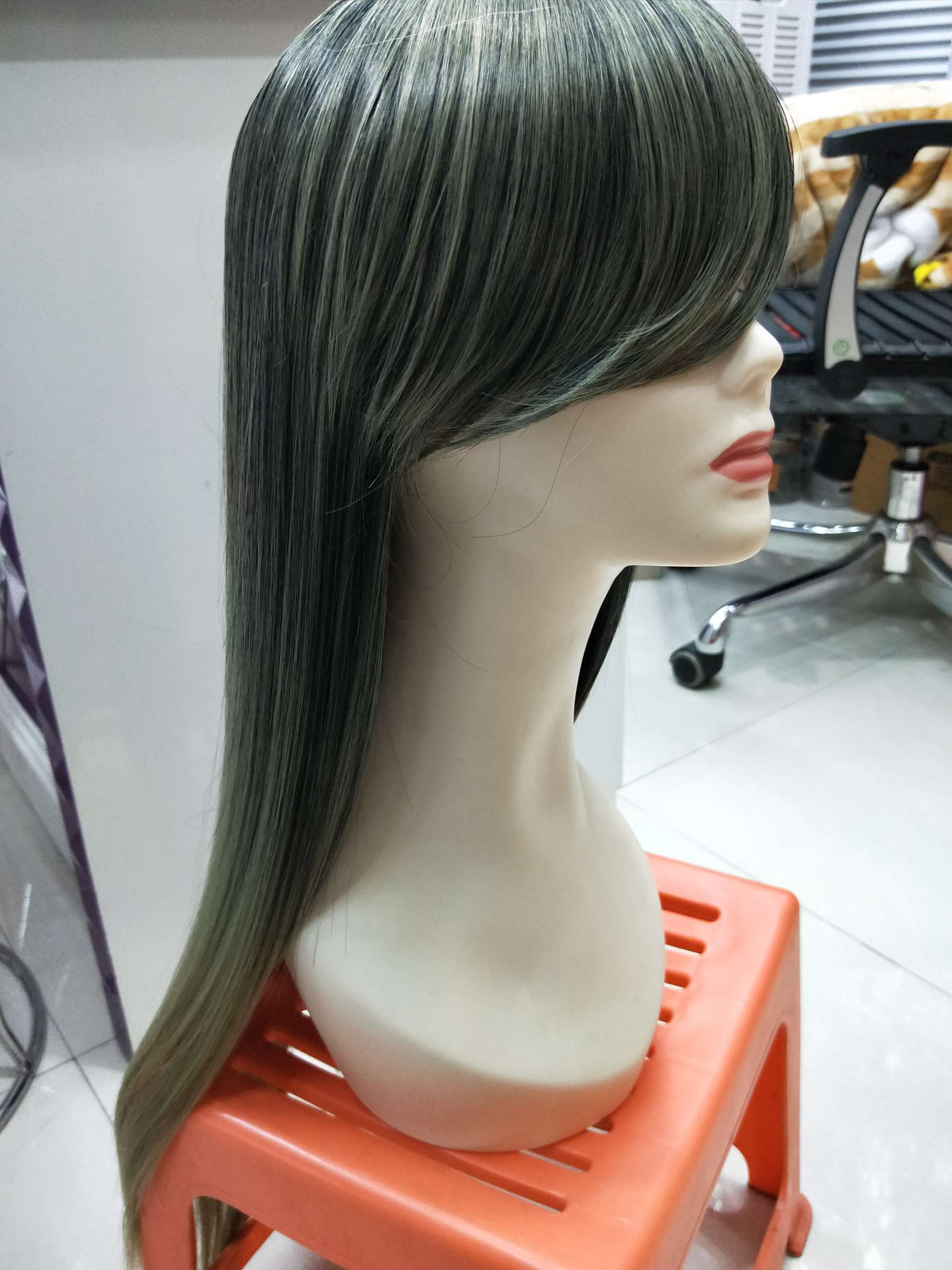 High Temperature Silk Wig Straight Hair Gradual Change Full Head Wig Cap Classic Invisible Traceless Natural One-Piece Hair Extensions details Picture