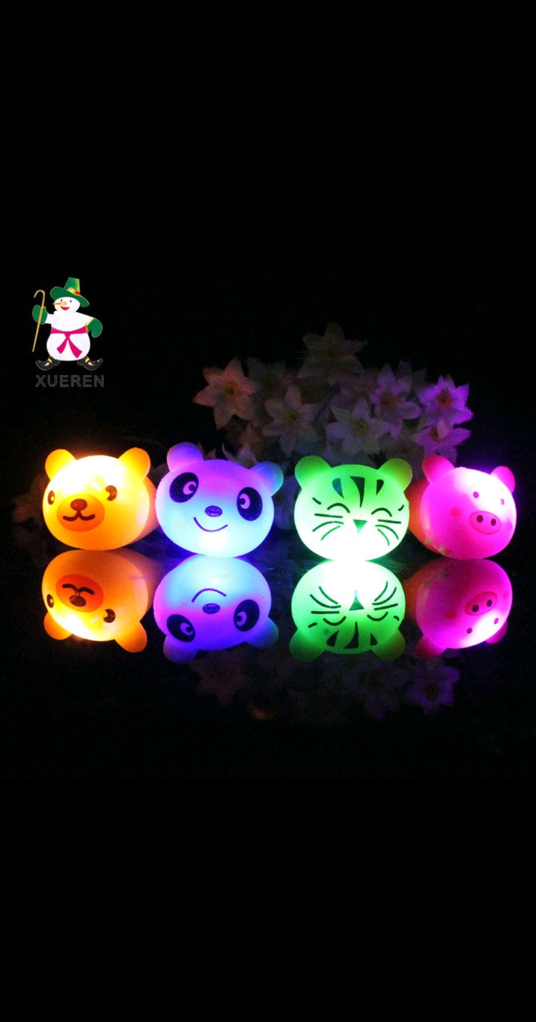 新品快订 创意四款动物发光戒指 可爱闪光指环 酒吧荧光戒指