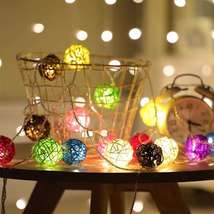 10L藤球灯串2米工厂批发藤球灯led灯串圣诞节儿童房装饰灯彩灯节日灯