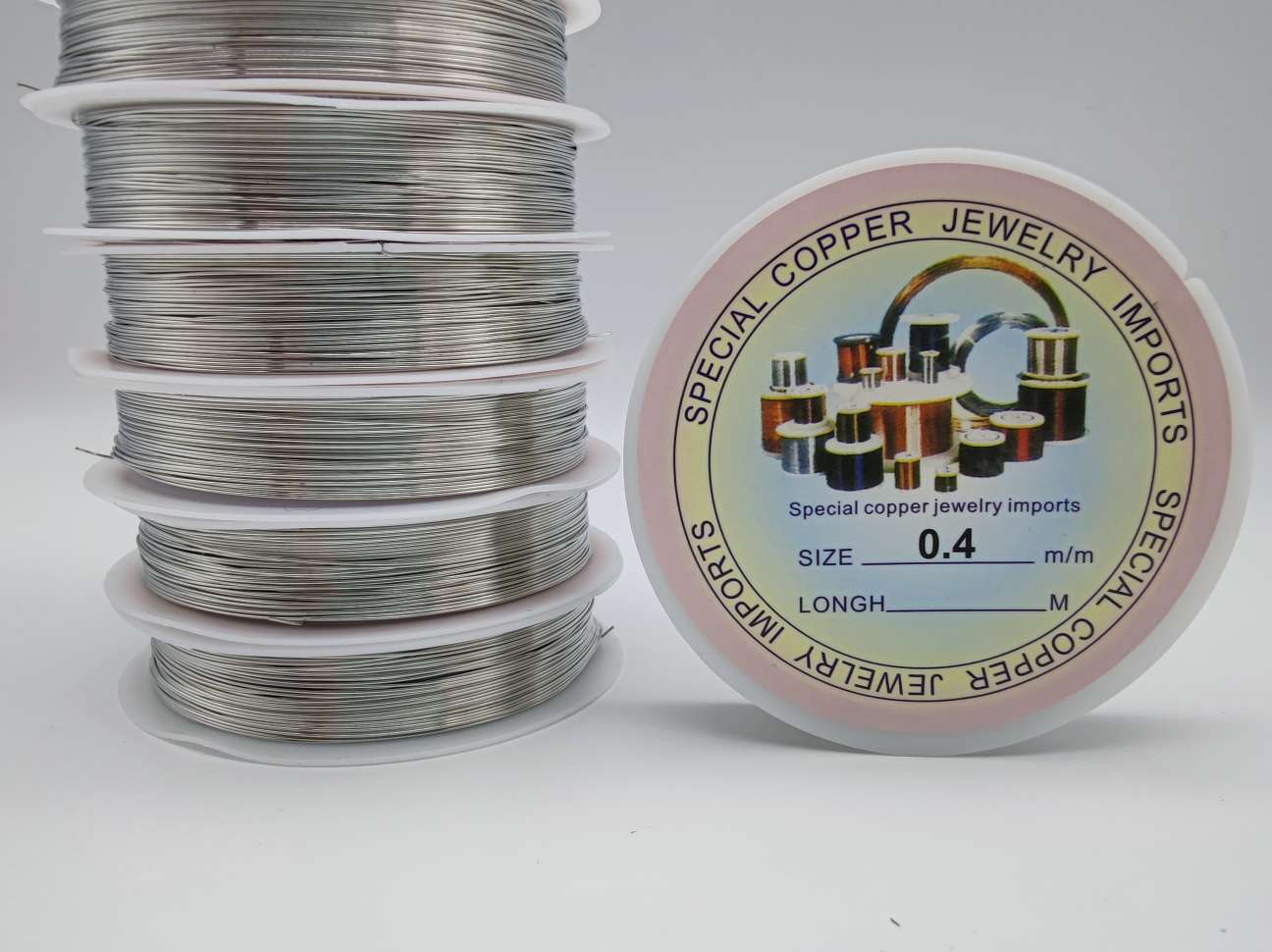 0.4mm银色铜线发簪配件手工铜丝缠花材料美甲diy首饰线引线定型线产品图