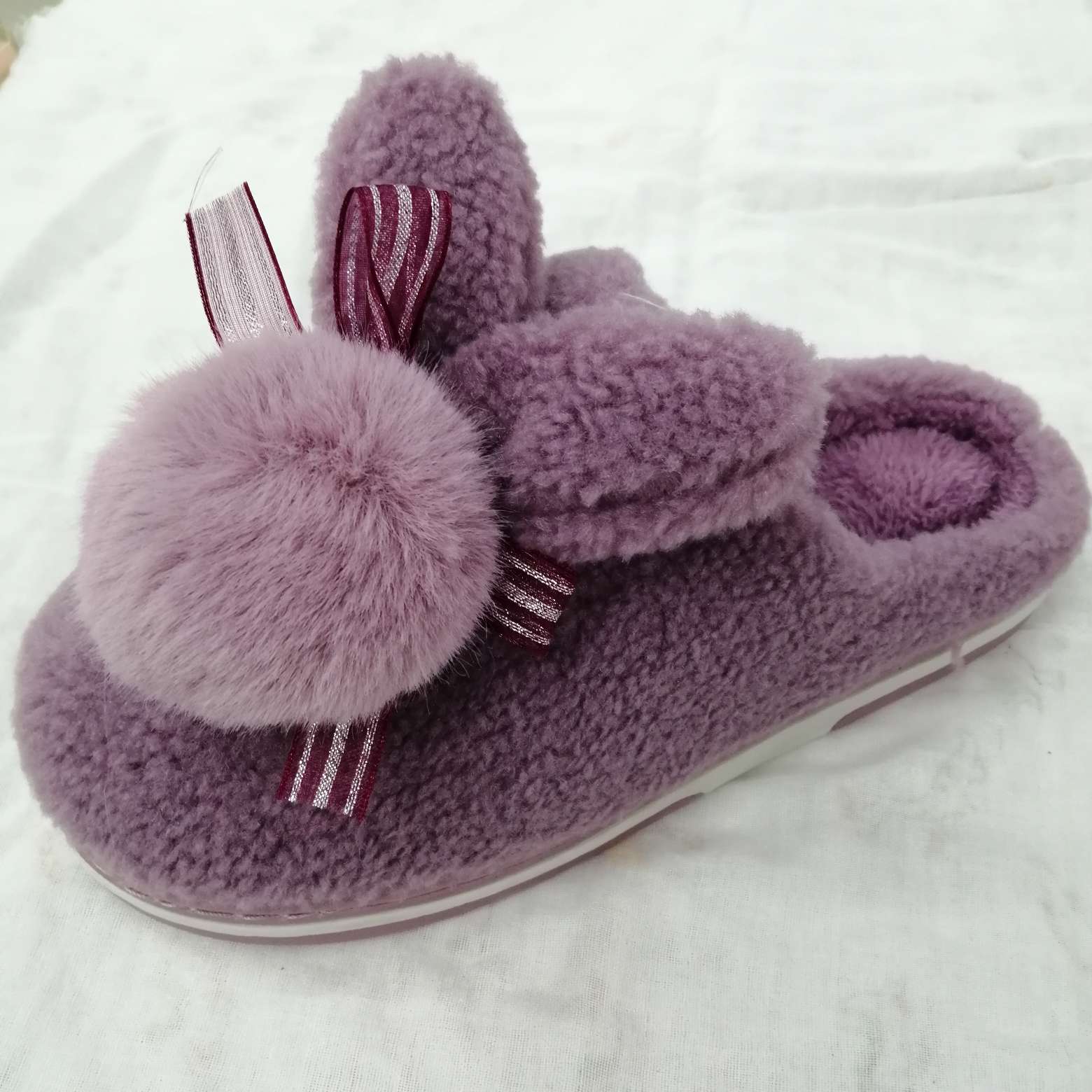 Rabbit plush wool cotton slippers with warm slippers freight self
