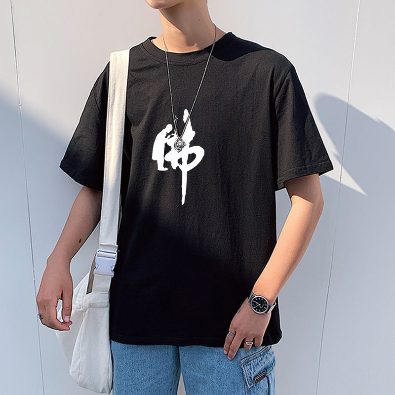 Cotton T-shirt for men's summer fashion popular logo for men's fall short sleeves thumbnail