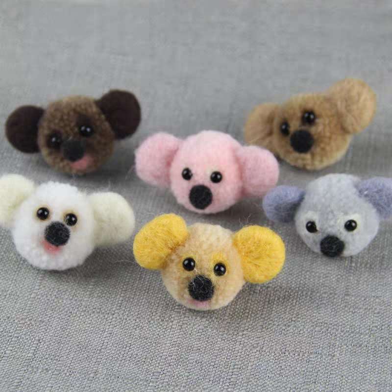 Wool felt, fluffy ball, koala, DIY cartoon animal, children's accessories, hair accessories, clothing decorations details Picture