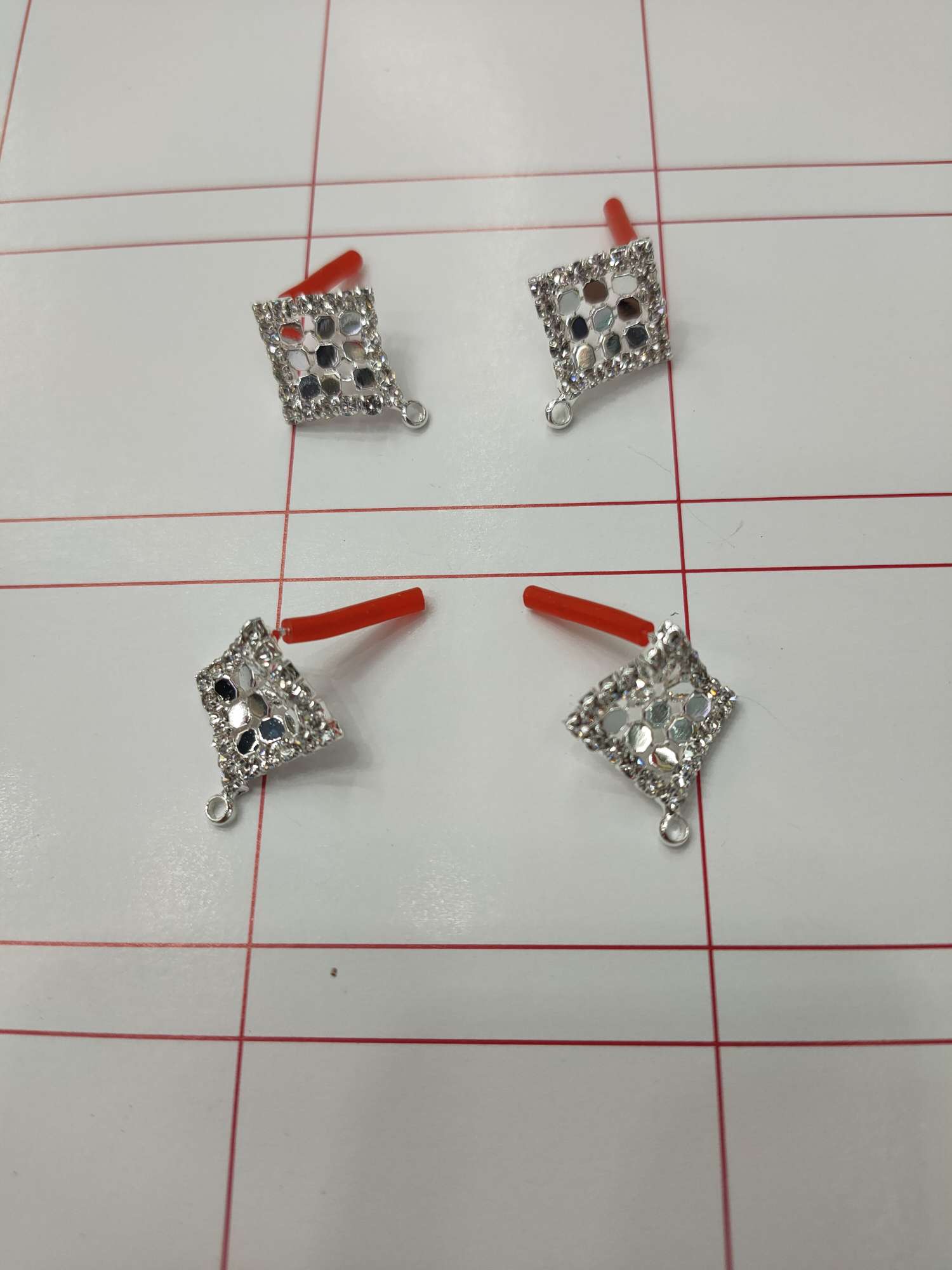 Rhinestone copper mesh earring fitting thumbnail