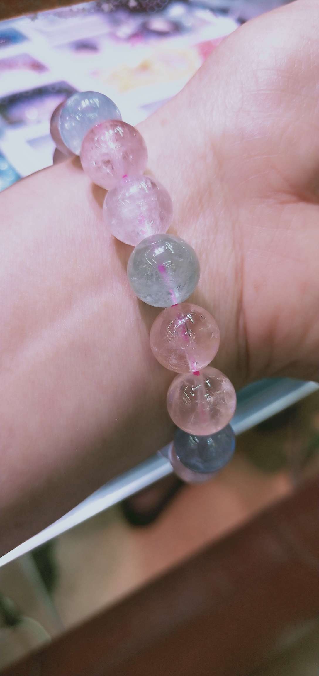 Natural crystal (Morganite) bracelet details Picture