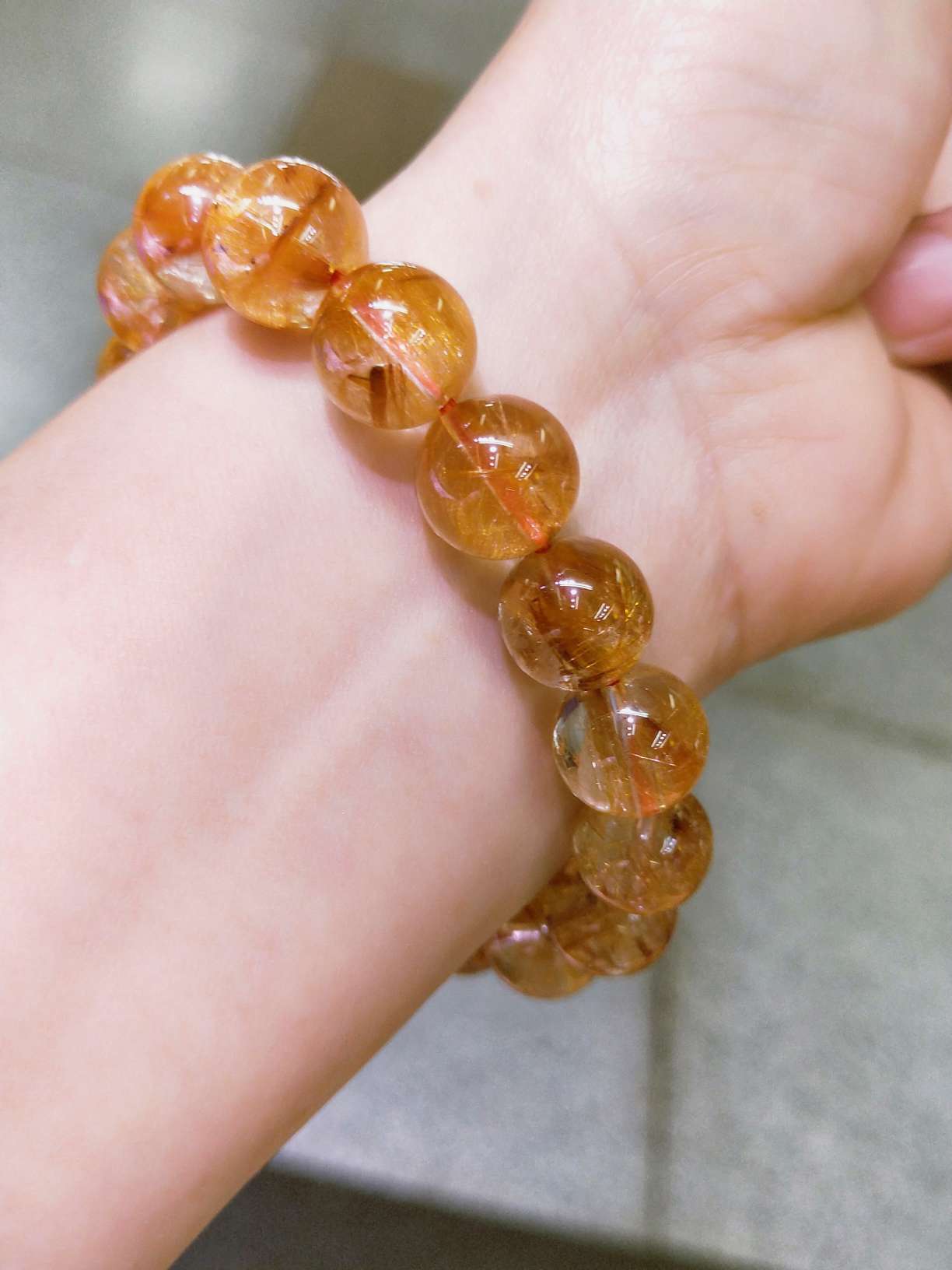 Brazilian natural copper rutile bracelet 12mm details Picture