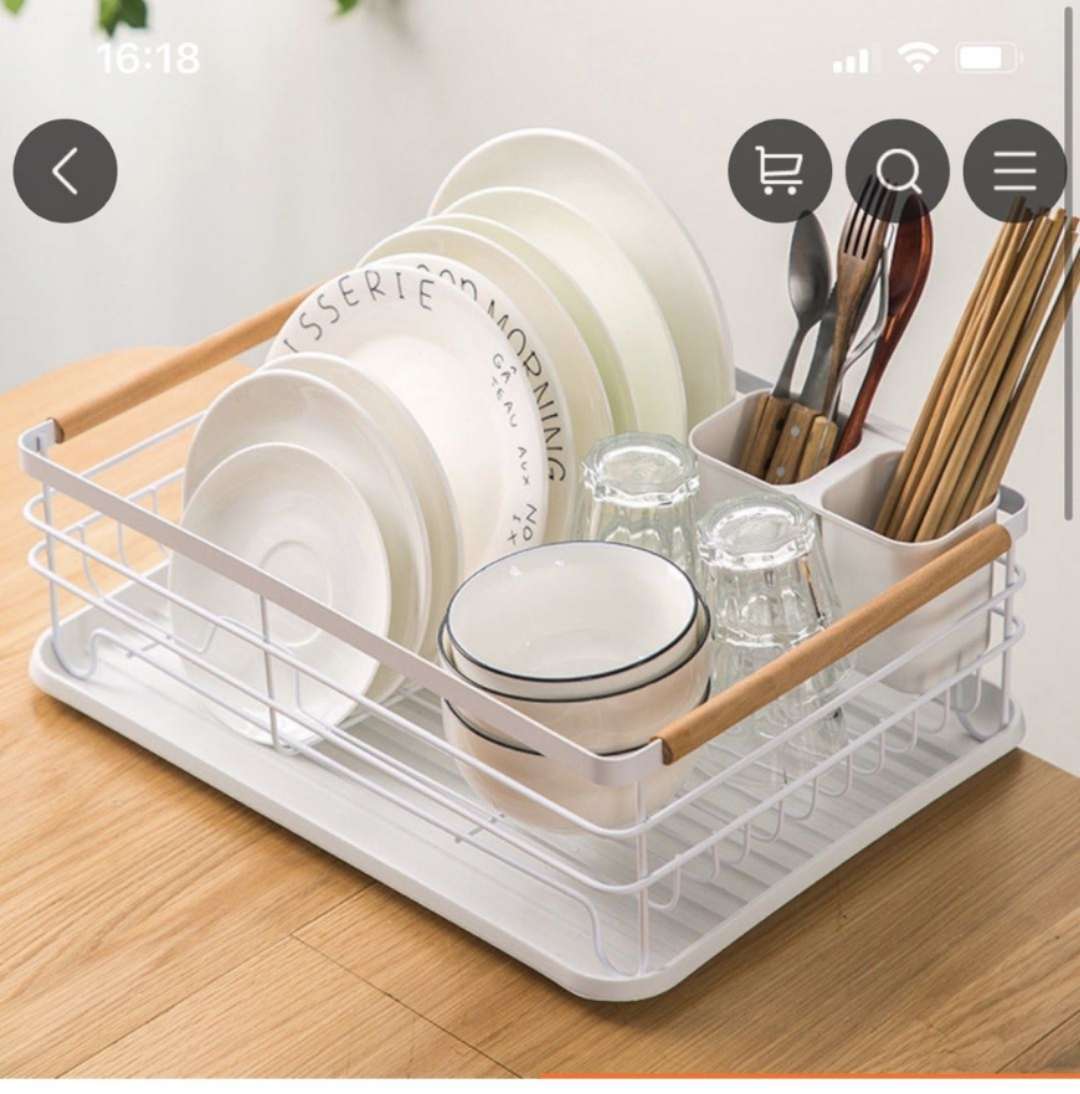 日式铁艺餐具收纳碗碟架多功能厨房置物架大容量沥水碗架详情图1