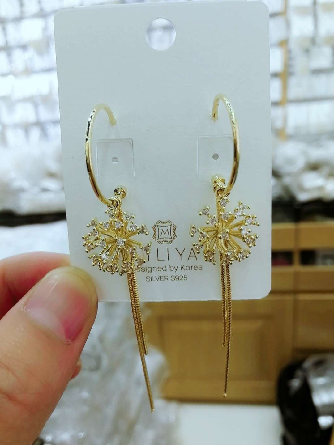 2020 network fashion hot style fireworks real gold earrings thumbnail