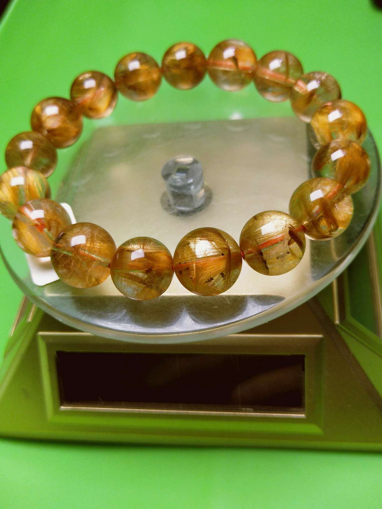 Brazilian natural copper rutile bracelet 12mm