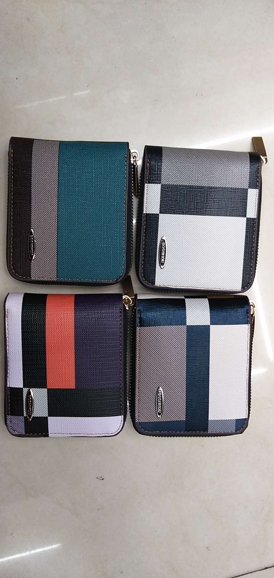 围拉链钱包，格子拉链钱包图