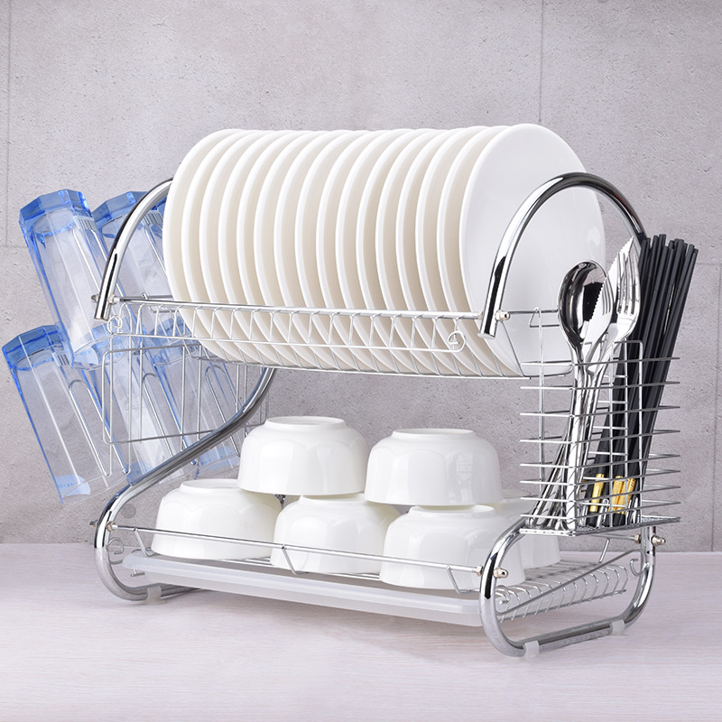 2-Character Double-Layer Single-Plate Drain Bowl Rack Kitchen Supplies Storage Rack Manufacturers Wrought Iron Storage Rack Item Picture