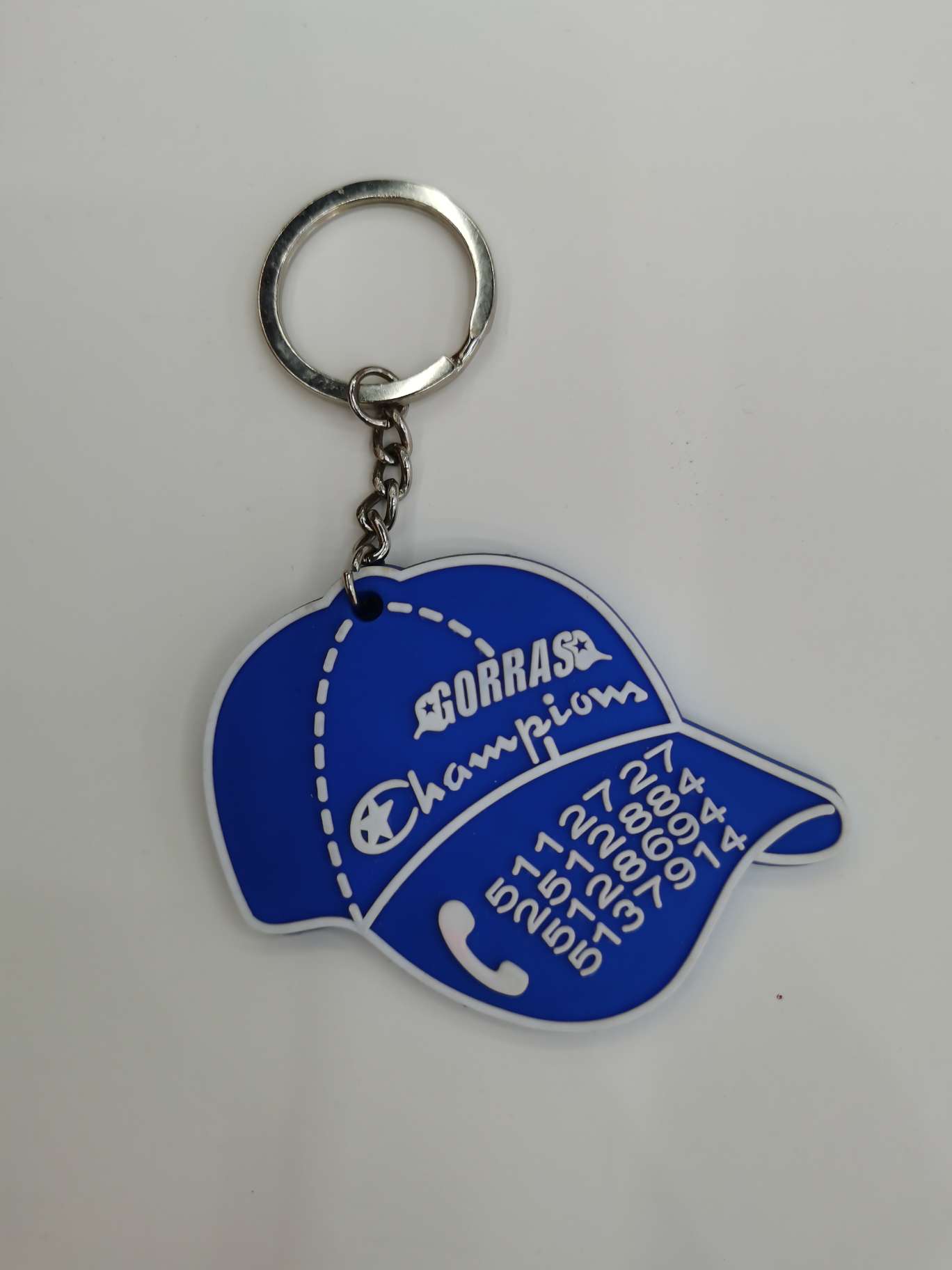 Pvc Soft Plastic Flat Hat Keychain details Picture
