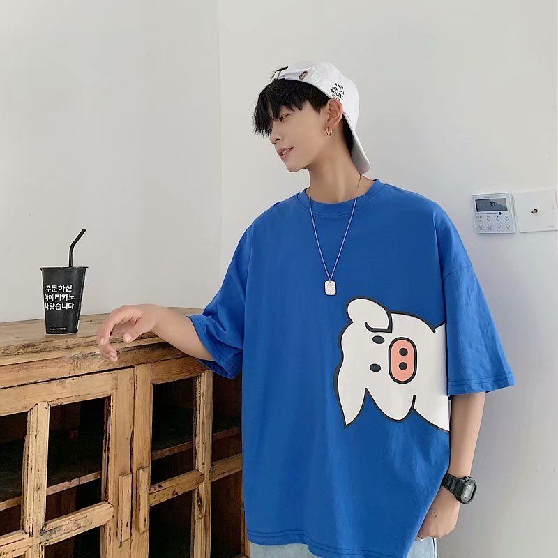 Men's popular logo embroidered T-shirt for men 100% cotton summer men short-sleeved Korean version of loose clothing for students breathable T-shirt thumbnail