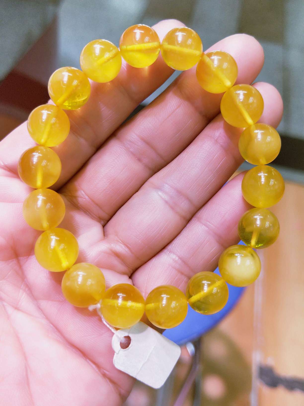Natural raw mineral beeswax (gold honey) bracelet 10mm