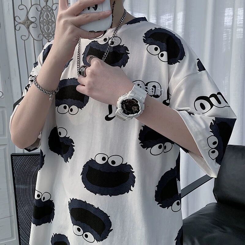 Men's new popular logo embroidered T-shirt male cotton summer men's short sleeve Korean version of loose clothing student breathable T-shirt thumbnail