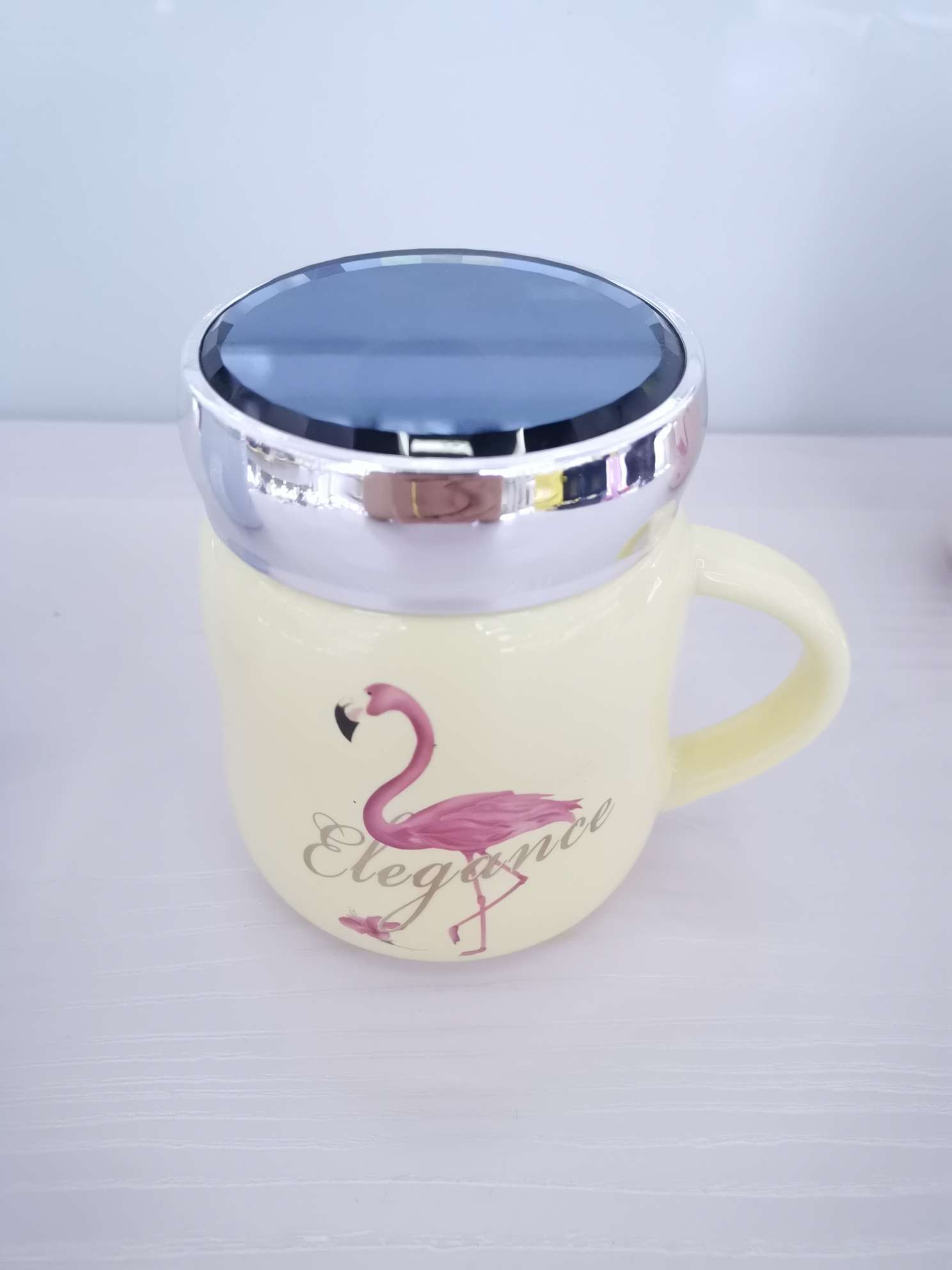 Classic and fresh glazed flamingo mirror ceramic cup, coffee cup, water cup undefined
