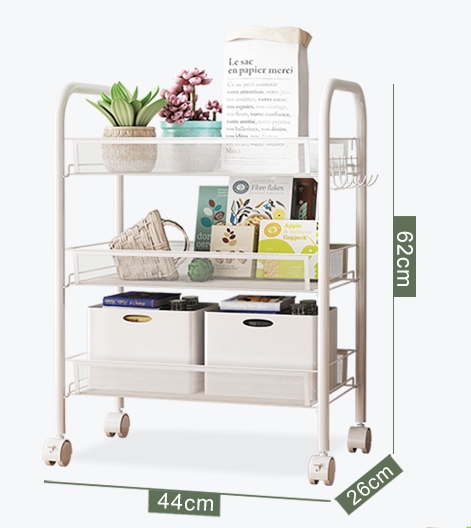 Simple Mobile Shelf Trolley Beauty Salon Trolley Wrought Iron Three-Layer Storage Rack Kitchen Supplies details Picture