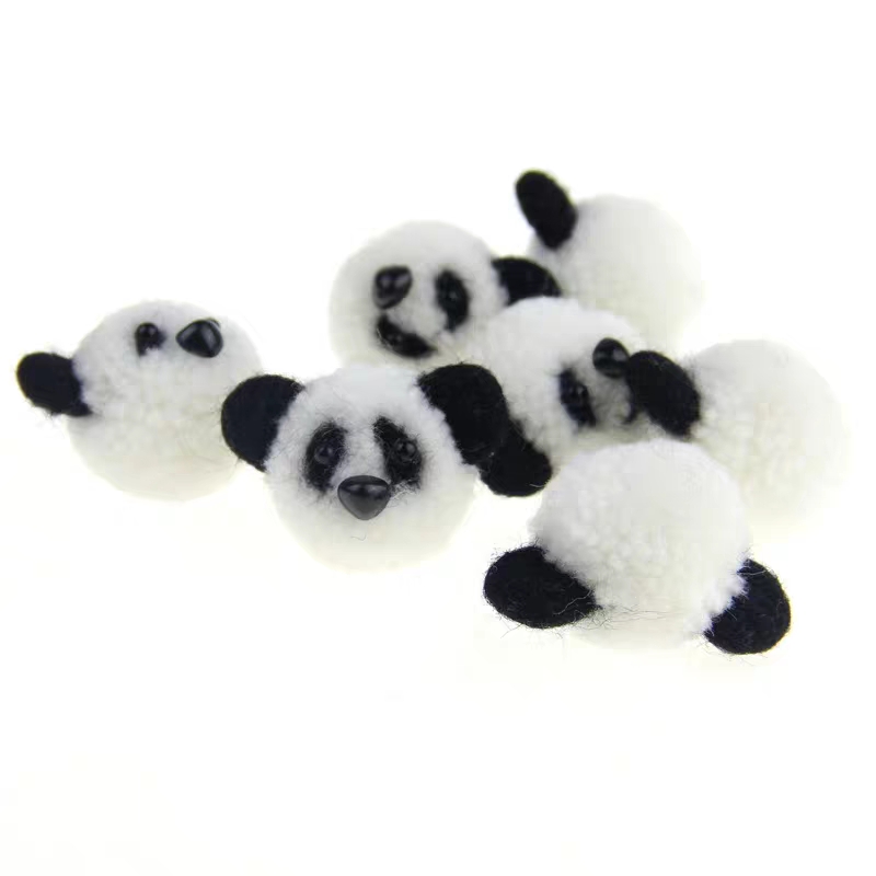 Wool felt pomple balls, panda DIY, wool balls, plush balls, cartoon animal children's accessories details Picture