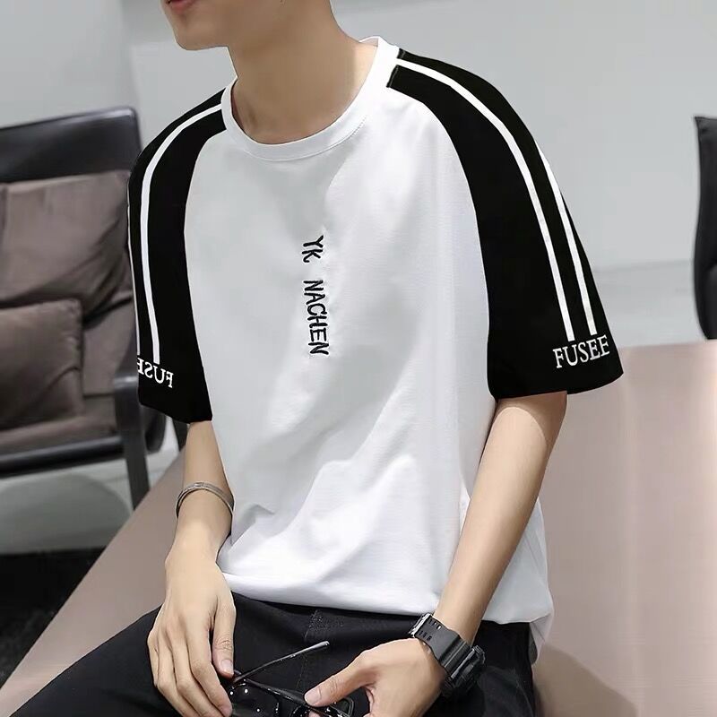 Cotton T shirt men's summer trend New T fall fashion men's short sleeves thumbnail