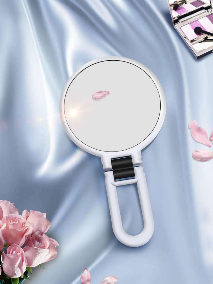 地摊现货批发双面镜放大镜子5.10倍化妆镜粉刺镜折叠便携镜手柄镜细节图