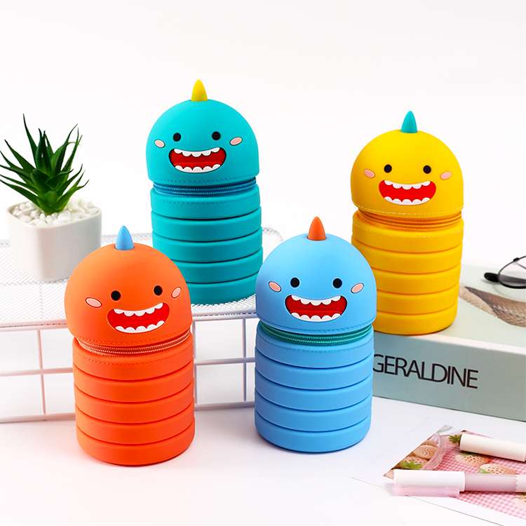 Little dinosaur stretchable silicone pen case