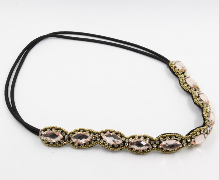 Wholesale handmade beaded set diamond horse eye multi-cut gem pearl hair band bride jewelry headband hair band accessories thumbnail