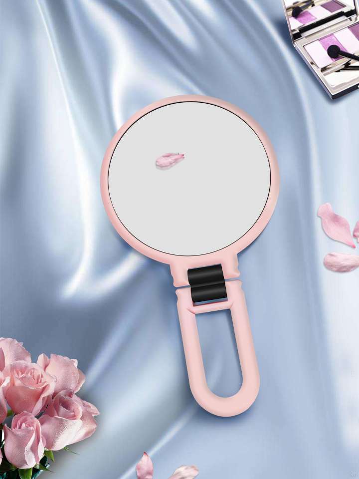 地摊现货批发双面镜放大镜子5.10倍化妆镜粉刺镜折叠便携镜手柄镜产品图
